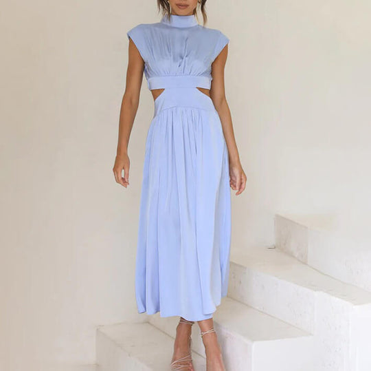 Heidi-Mode | Hochgeschlossen Gefaltetes Elegante Sommerkleider Damen