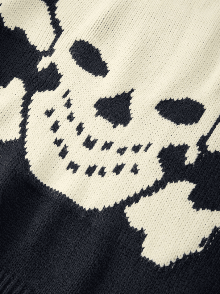 Heidi-Mode | Weinlese Skull Jacquard Pullover Sweatshirt