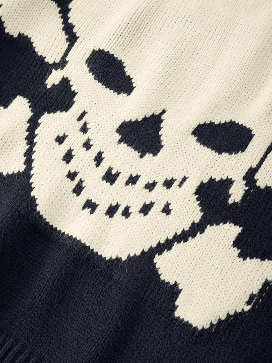 Heidi-Mode | Weinlese Skull Jacquard Pullover Sweatshirt