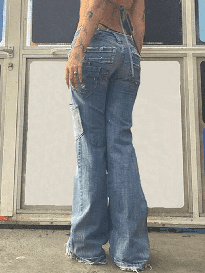 Heidi-Mode | Weinlese Star Distressed Cargo Jeans