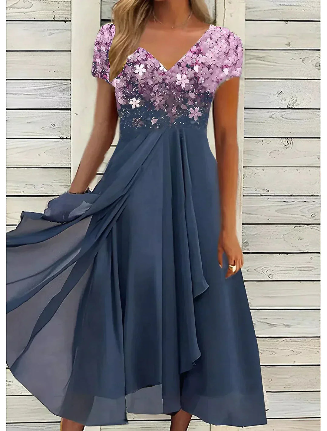 blumige Eleganz Midi Spitzenkleid