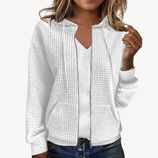Heidi-Mode | Damen Waffelstrick Reißverschluss Kapuzenjacke