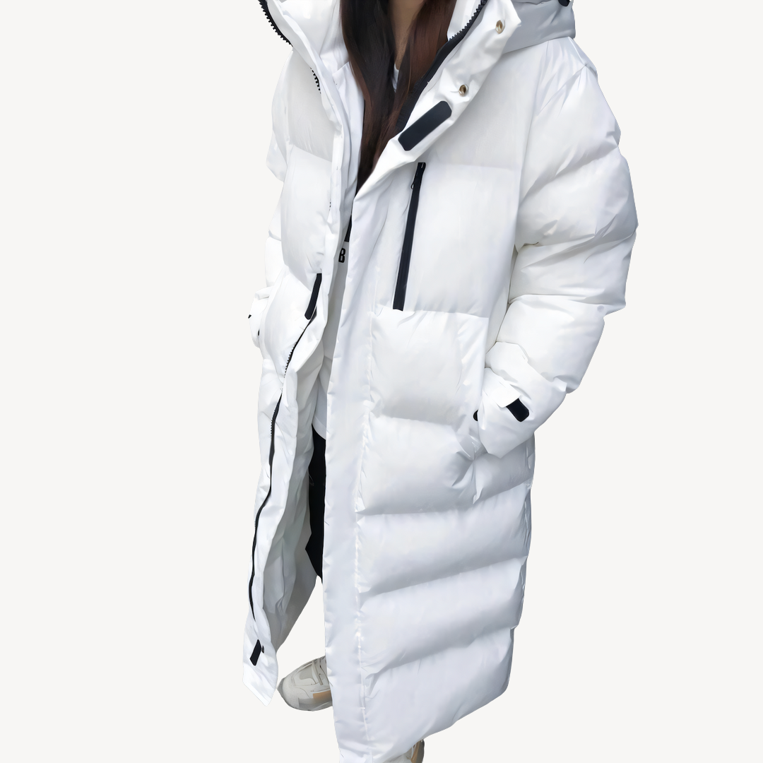 Heidi-Mode | Langer Kapuzen-Puffer-Mantel Damen Winterjacke