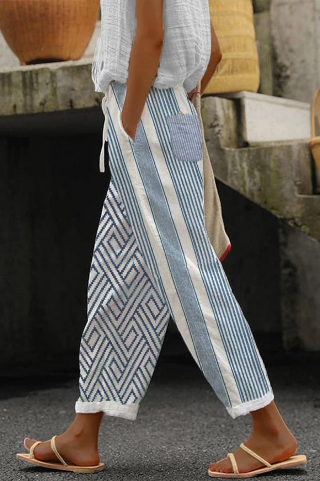 Heidi-Mode | Lässig Unique Printed Button Pocket Pants