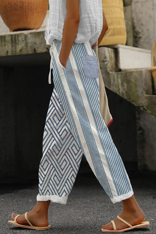 Heidi-Mode | Lässig Unique Printed Button Pocket Pants