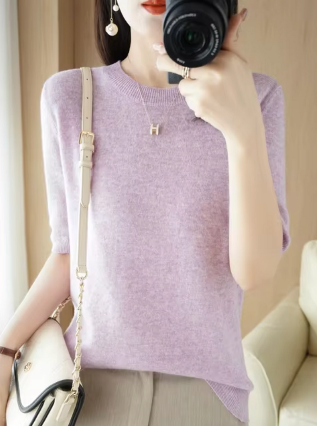 Heidi-Mode | Kurzarm-Pullover aus Wolle und Kaschmir