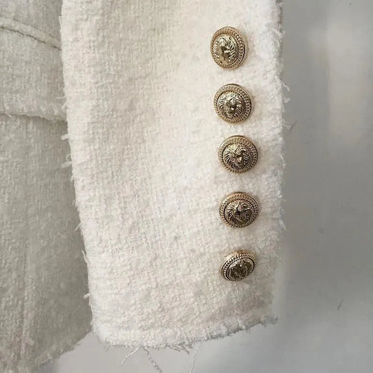 Heidi-Mode | Weißer Tweed Blazer Damen - Casual - Unifarben