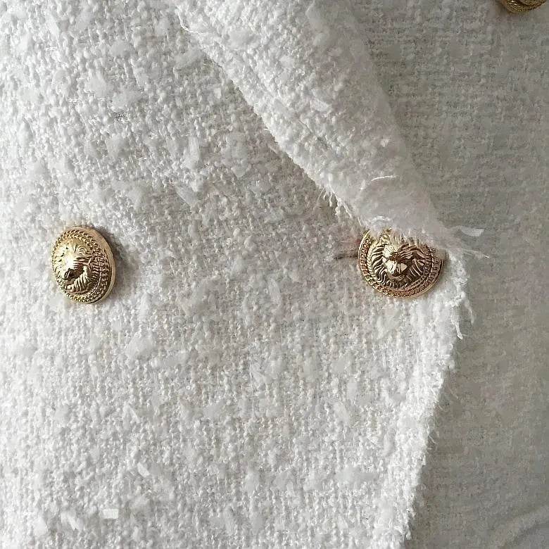 Heidi-Mode | Weißer Tweed Blazer Damen - Casual - Unifarben