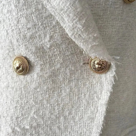 Heidi-Mode | Weißer Tweed Blazer Damen - Casual - Unifarben