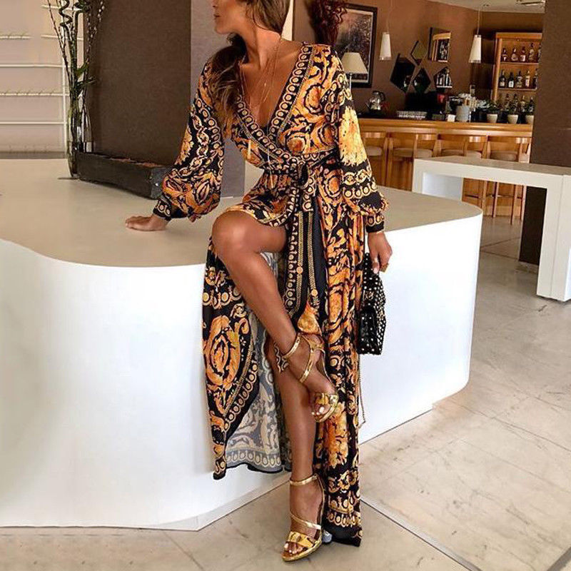 Wickelkleid | Boho Damenkleid mit Schlitz