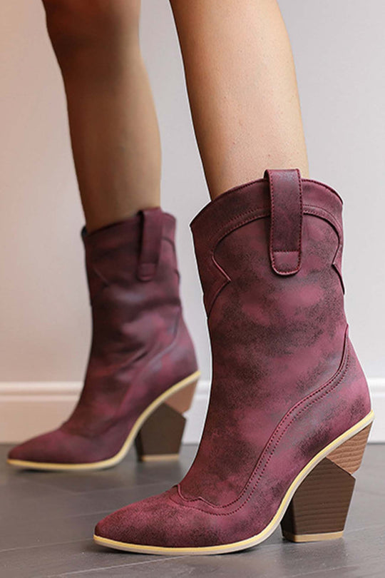 Heidi-Mode | Spitz Zehen Western Stiefel für Mittel Bauch