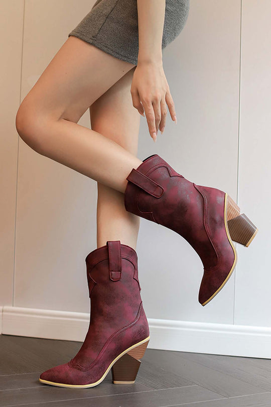 Heidi-Mode | Spitz Zehen Western Stiefel für Mittel Bauch