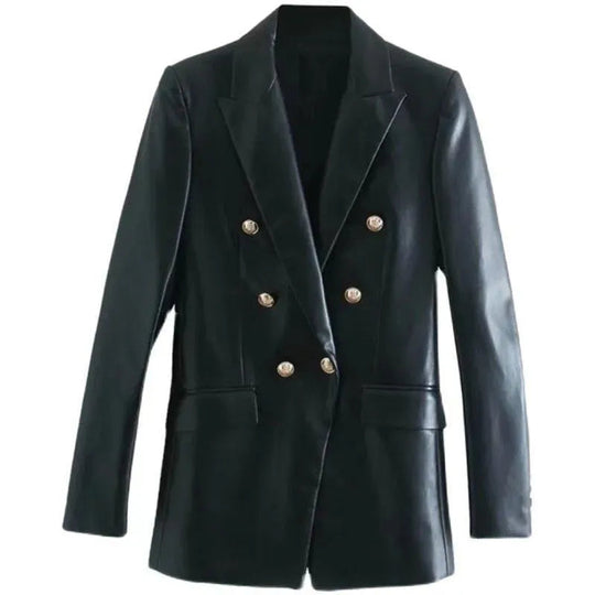 Heidi-Mode | Winter Leder Blazer Damen - Causal - Unifarben