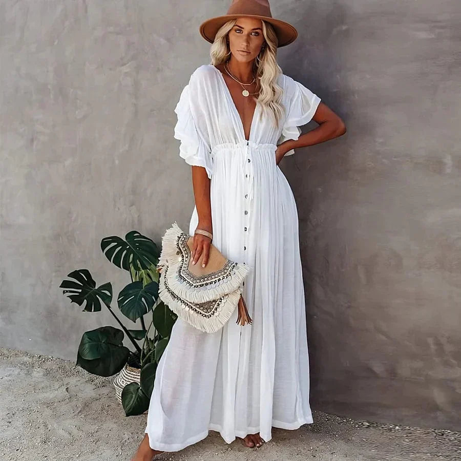 Heidi-Mode | Weiße Lange Strandkleid