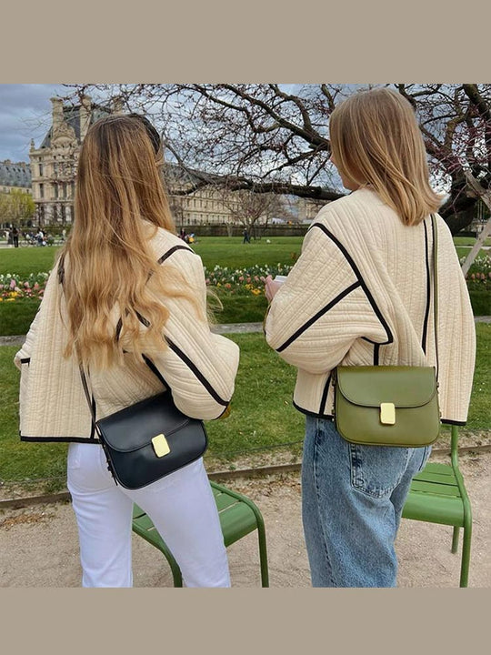 Heidi-Mode |  Mode Kontrast einreihig gefütterte Jacken Mantel