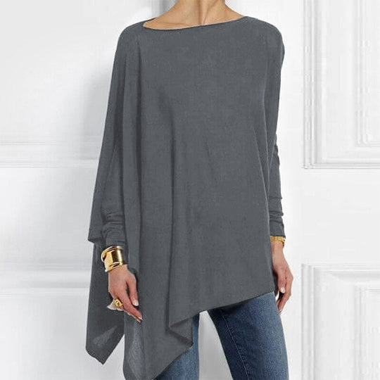 Heidi-Mode | Top Asymmetrisch Schwarz Langarm Tunika