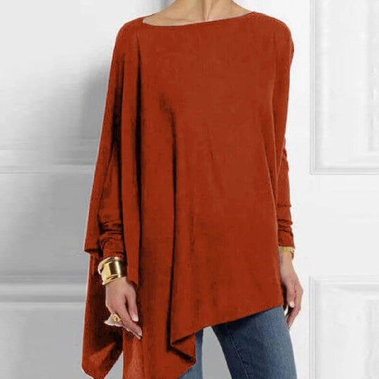 Heidi-Mode | Top Asymmetrisch Schwarz Langarm Tunika