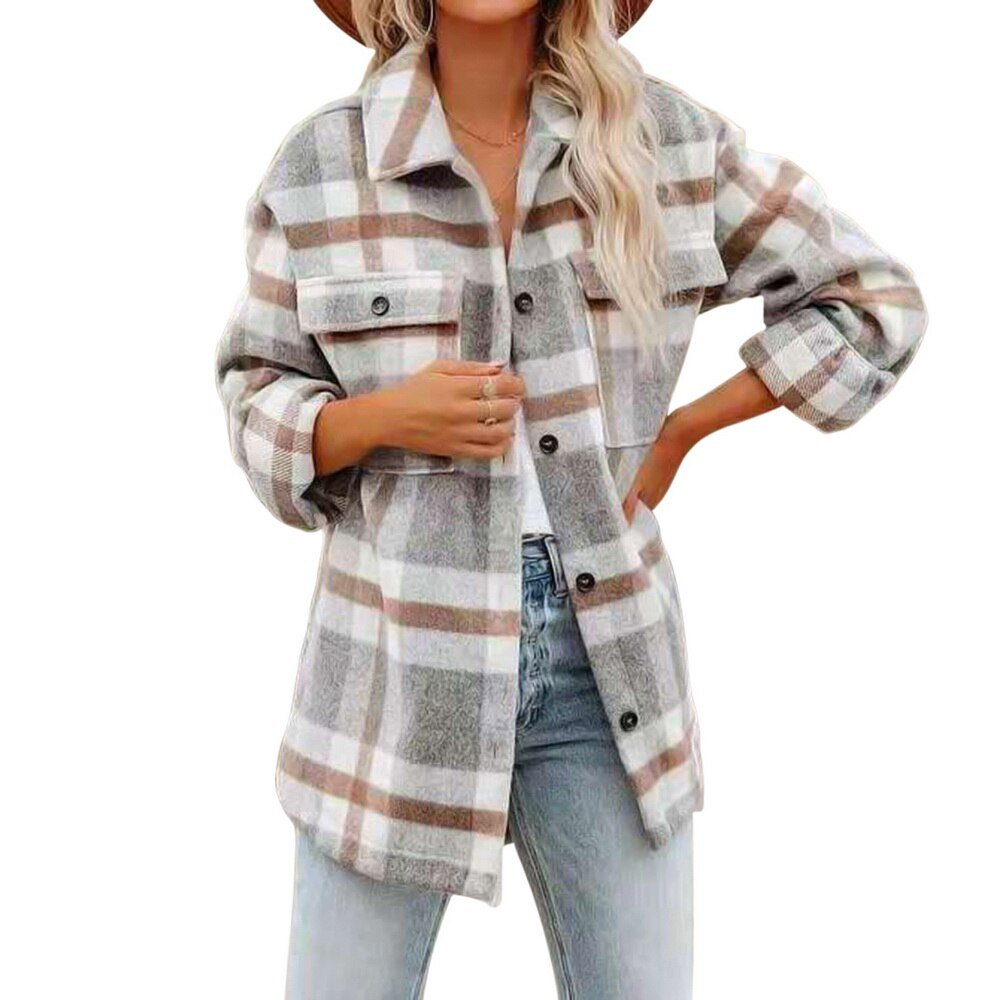 Heidi-Mode | Langärmlige Karierte Jacke