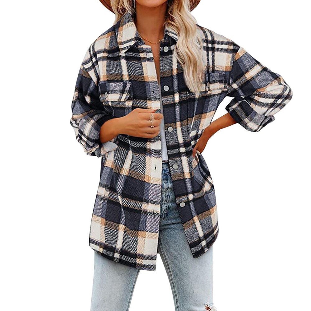 Heidi-Mode | Langärmlige Karierte Jacke