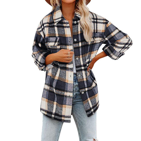 Heidi-Mode | Langärmlige Karierte Jacke