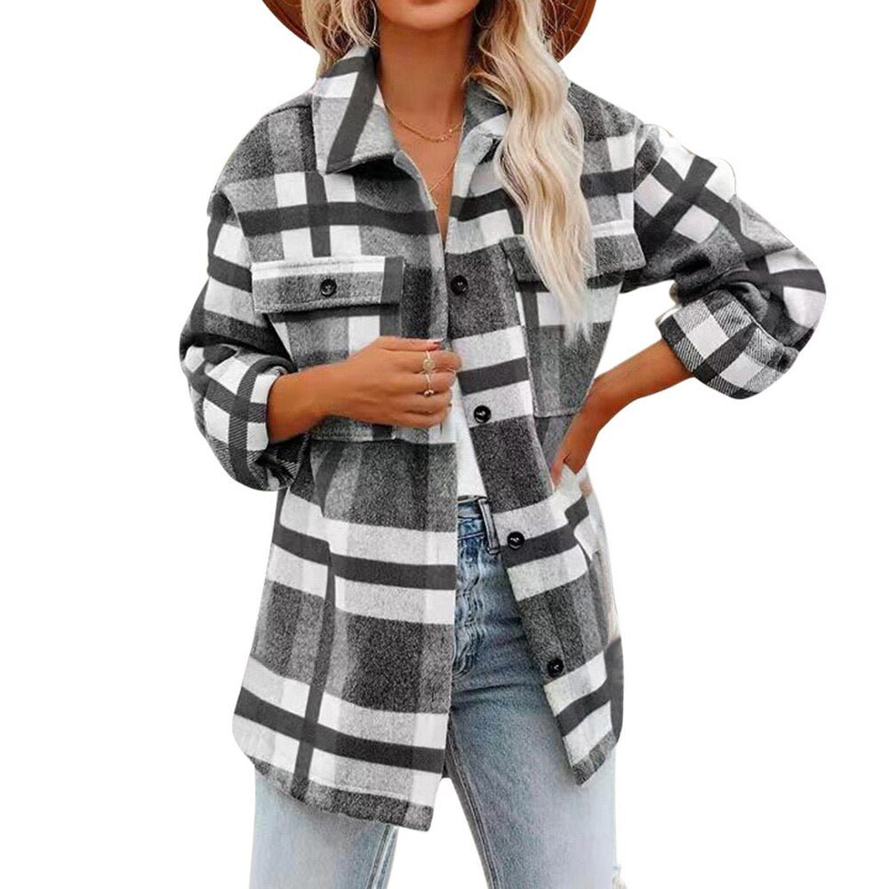 Heidi-Mode | Langärmlige Karierte Jacke