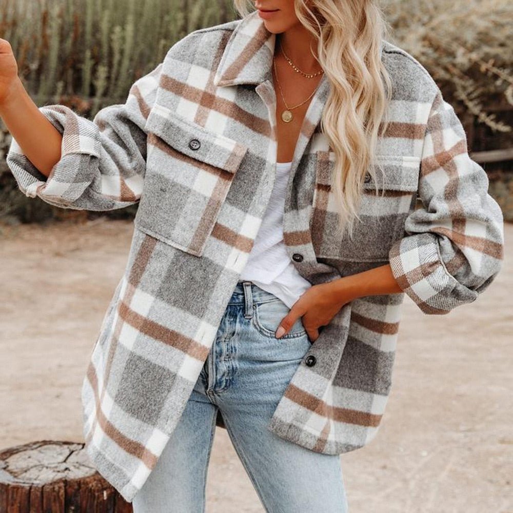 Heidi-Mode | Langärmlige Karierte Jacke