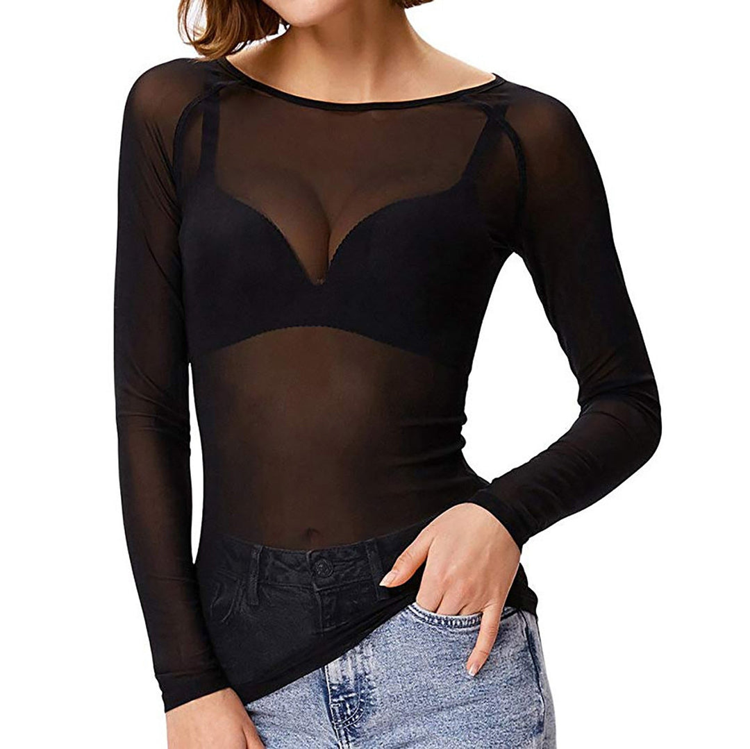 WOLF Langärmeliges Mesh-Top - FashionWOLF
