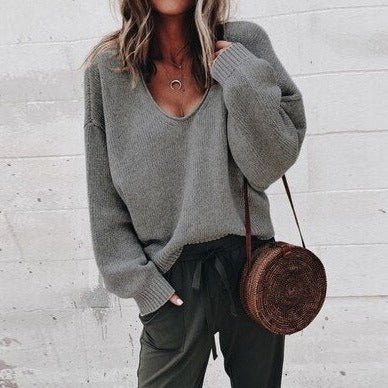 Heidi-Mode | Damen V-Ausschnitt Pullover mit Gestricktem Oberteil