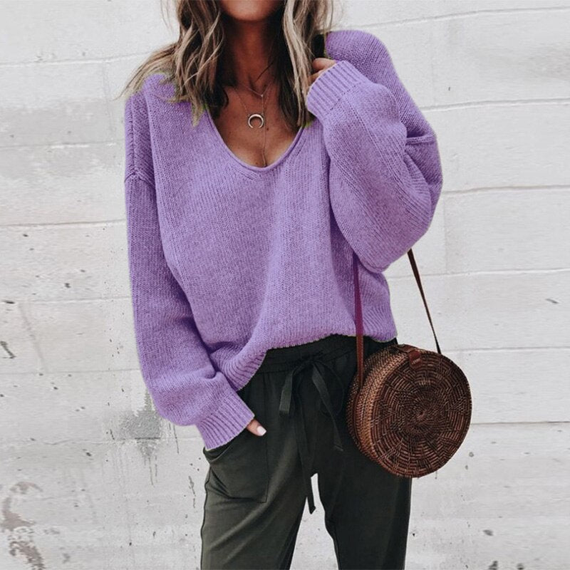 Heidi-Mode | Damen V-Ausschnitt Pullover mit Gestricktem Oberteil