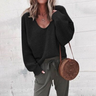 Heidi-Mode | Damen V-Ausschnitt Pullover mit Gestricktem Oberteil