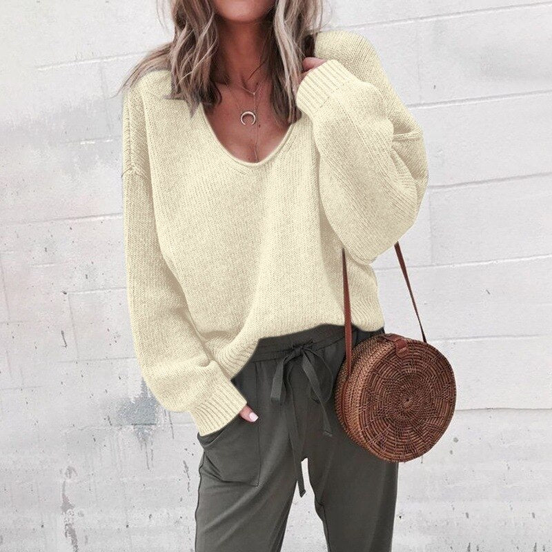 Heidi-Mode | Damen V-Ausschnitt Pullover mit Gestricktem Oberteil
