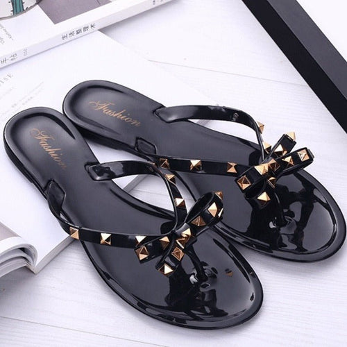 Heidi-Mode | Nieten-Schleifenknoten Flip-Flops Sandalen