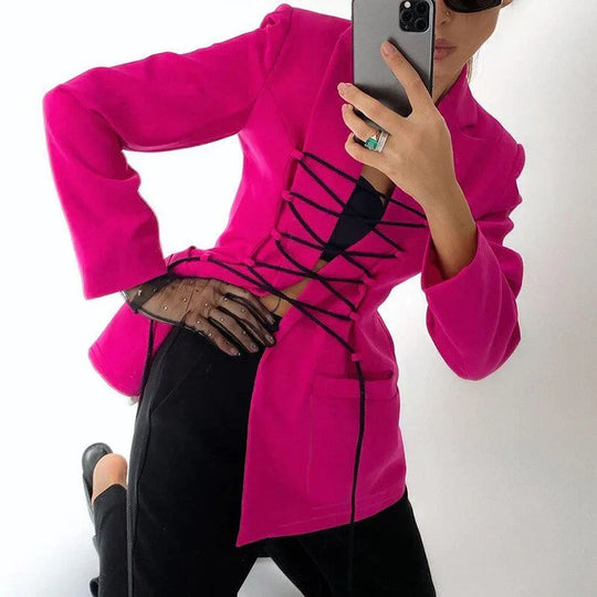 Heidi-Mode | Schnür-Blazer mit Taschen Dünner Mantel