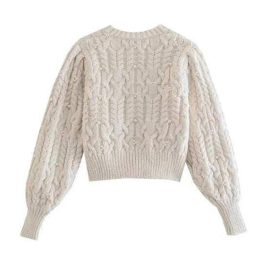 Heidi-Mode | Crop Weinlese Strickjackes Pullover