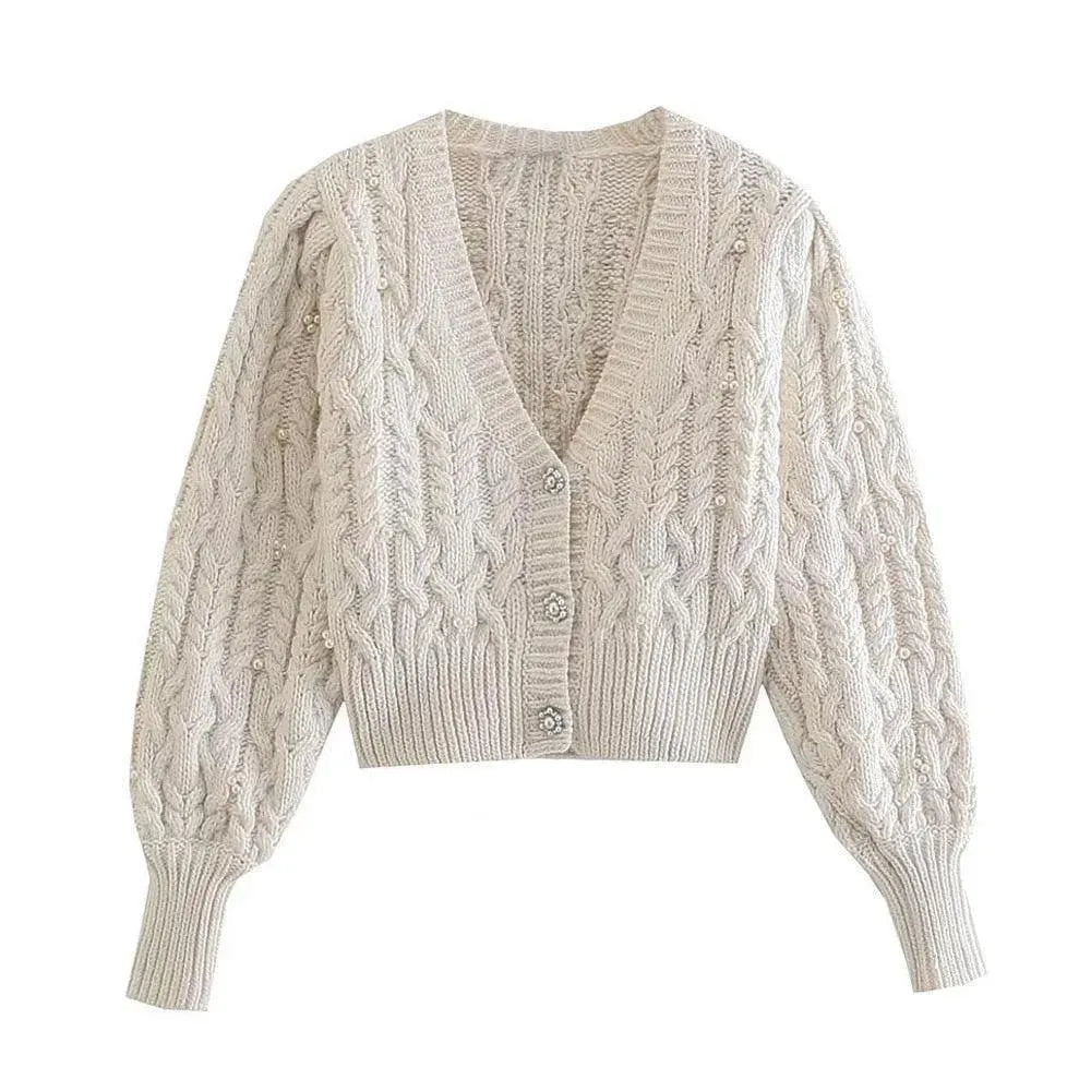Heidi-Mode | Crop Weinlese Strickjackes Pullover