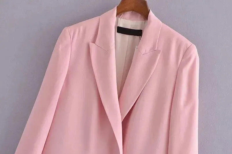 Heidi-Mode | Frauen Rosa Doppelreihige Blazer Frauen - Formell-Geschäftlich - Unifarben-Genügsam
