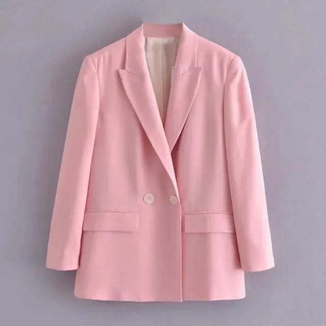 Heidi-Mode | Frauen Rosa Doppelreihige Blazer Frauen - Formell-Geschäftlich - Unifarben-Genügsam