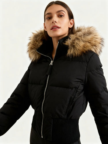 Damen Gesteppt Winterjacke mit Warm & Abnehmbarer Kapuze | Heidi-Mode