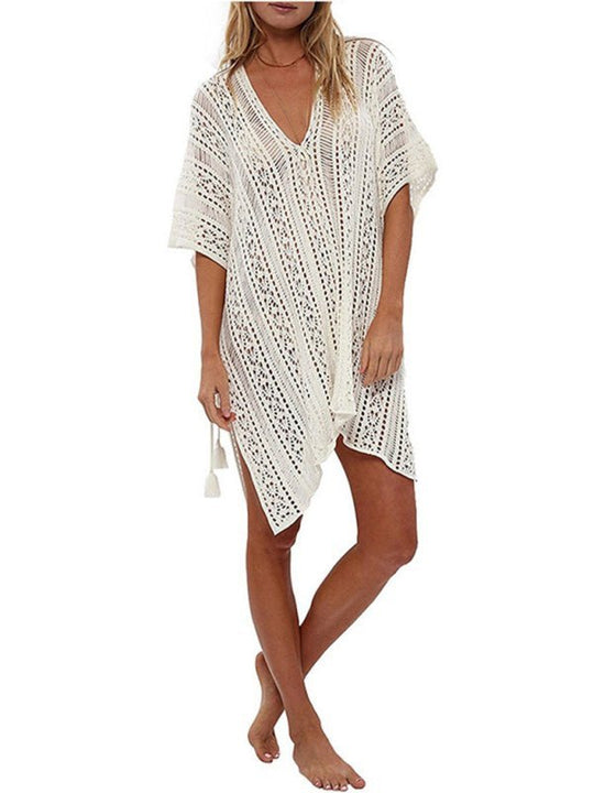 Heidi-Mode | Damen Bikini Hohl Strand Urlaub Bluse Gestrickt Sonnencreme Badeanzug