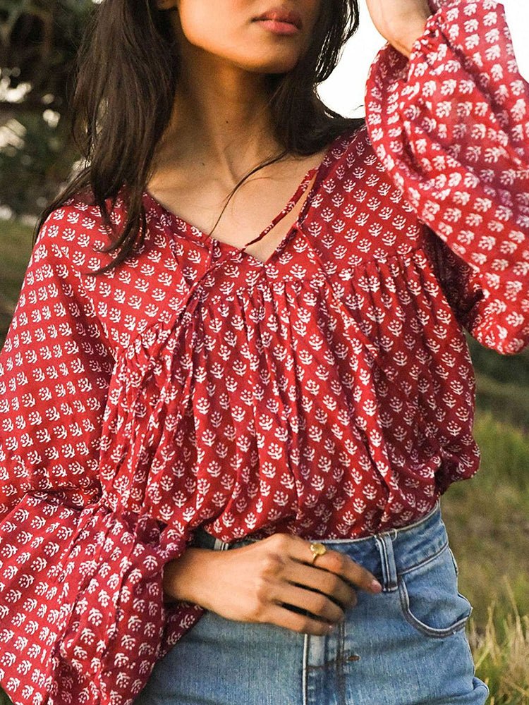 Heidi-Mode | Damen Blusen Mode Locker Chiffon Laterne Langärmelige Bluse