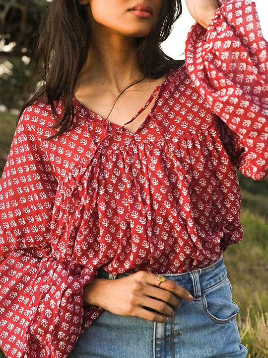 Heidi-Mode | Damen Blusen Mode Locker Chiffon Laterne Langärmelige Bluse