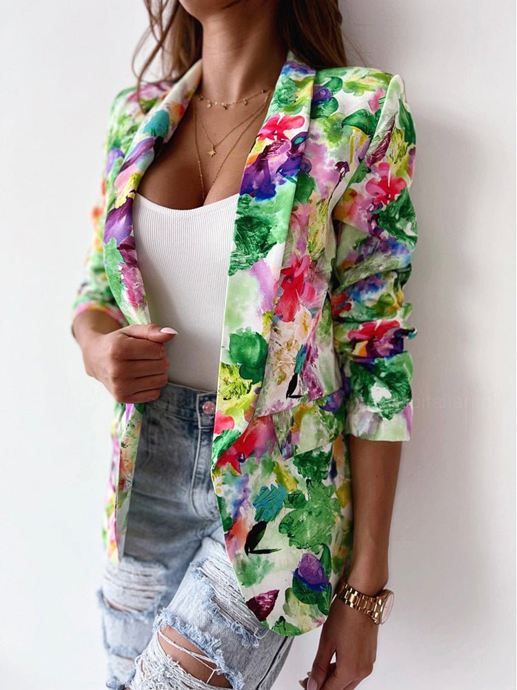 Heidi-Mode | Damen Blazer mit Blumenmuster Business Casual und stilvoll