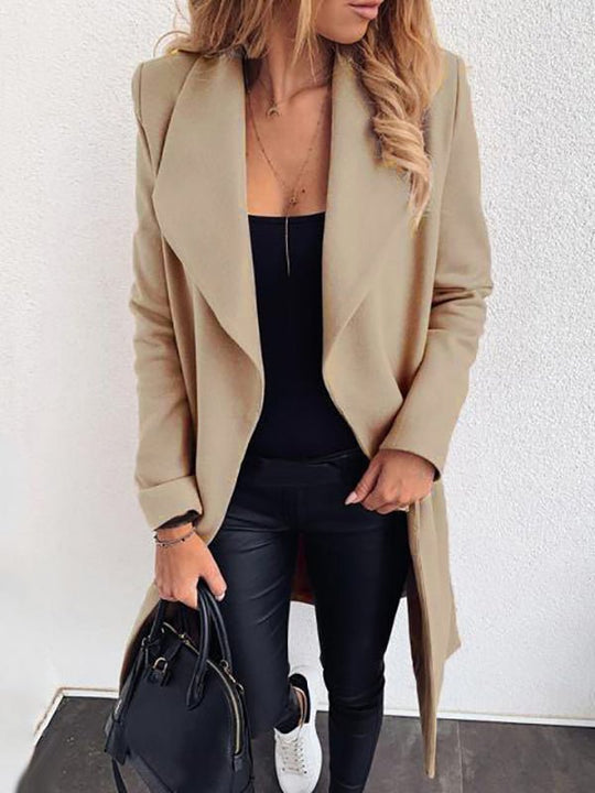 Heidi-Mode | Damen Mäntel Mode Schnüren Revers Reine Wolle Mantel