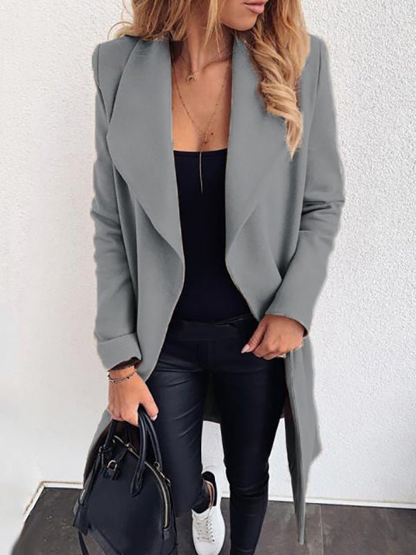 Heidi-Mode | Damen Mäntel Mode Schnüren Revers Reine Wolle Mantel