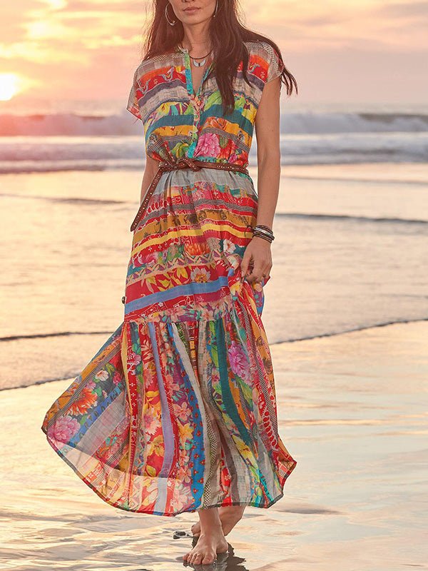 Heidi-Mode | Damen Kleider Mode Print Kurzarmkleid