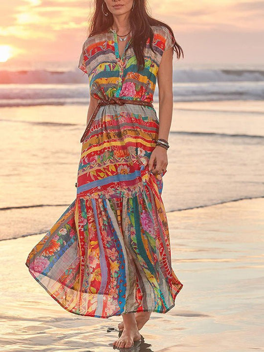 Heidi-Mode | Damen Kleider Mode Print Kurzarmkleid