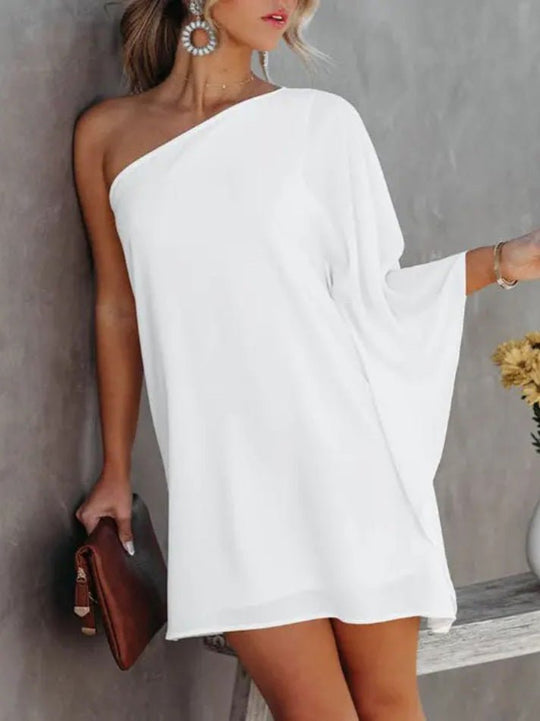 Heidi-Mode | Frauen Kleider Gradient Ein Schulter Lässig Kleid