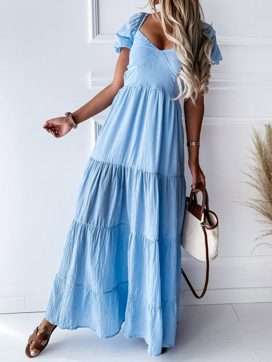 Heidi-Mode | Frauen Kleider Kurze Ärmel Off Shoulder Träger Kleid