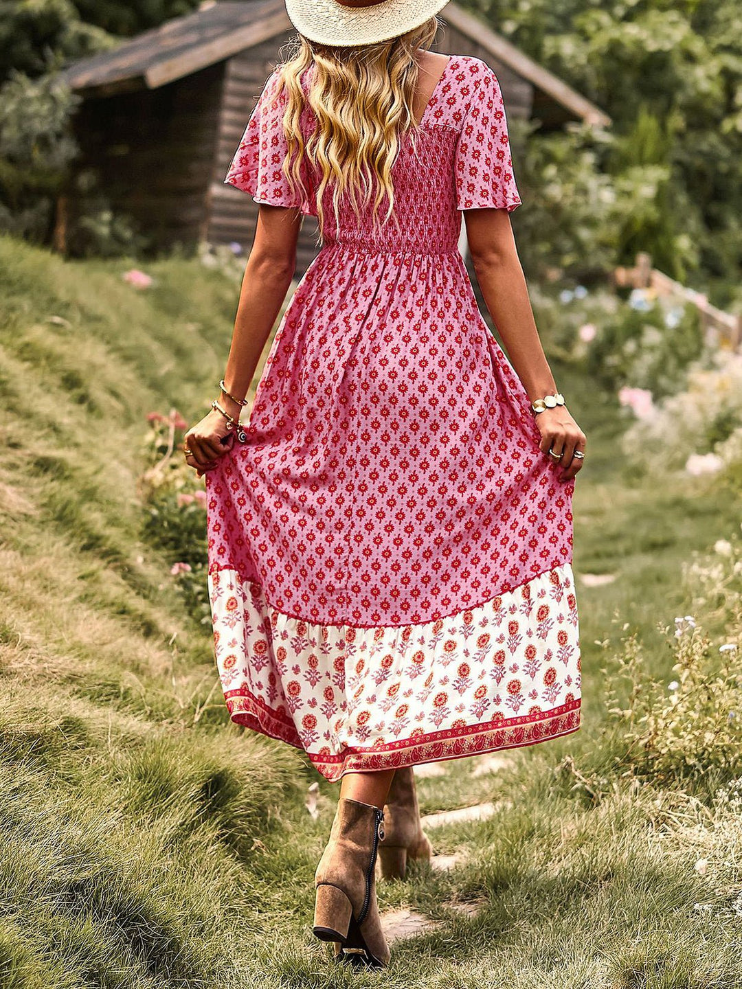 Heidi-Mode | Frauen Kleider Längerhaltende Boheme Lässig Midi Kleid