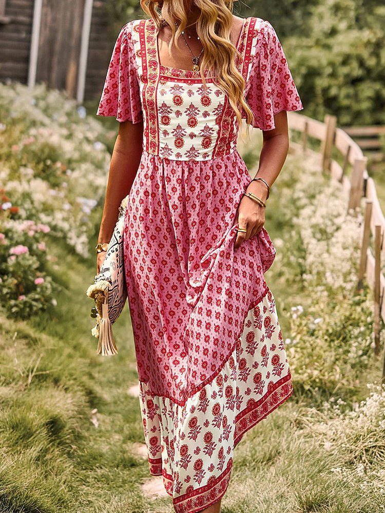 Heidi-Mode | Frauen Kleider Längerhaltende Boheme Lässig Midi Kleid